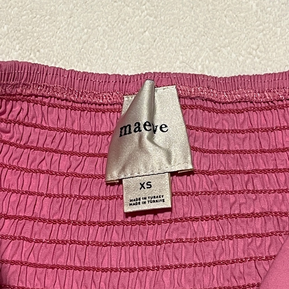 Anthropologie Maeve Pink Maxi Skirt with Button and Pleat Detail Shirred Size XS - Picture 3 of 7